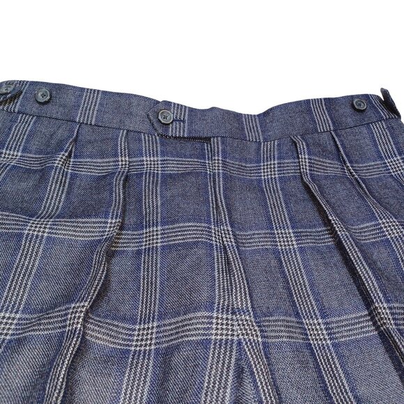 J Hilburn Mens Tailored Wool-Cashmere Pants Blue Plaid W33 L28 Heritage Luxury - Picture 5 of 8